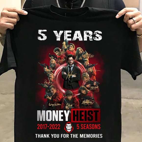 5 Years Of Money Heist Signature T-shirt