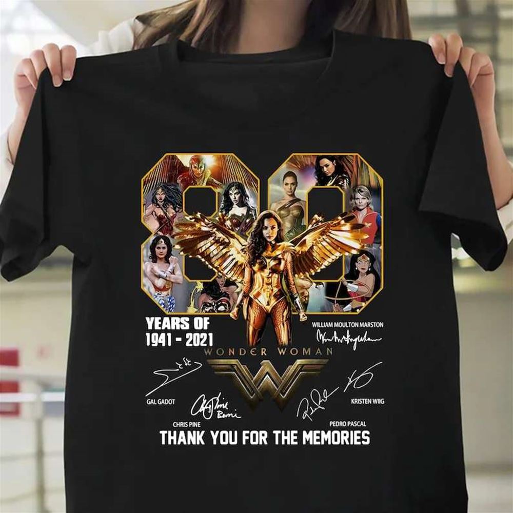 80 Years Anniversary Of Wonder Woman 1941-2021 Thank You For The Memories Signatures T-shirt