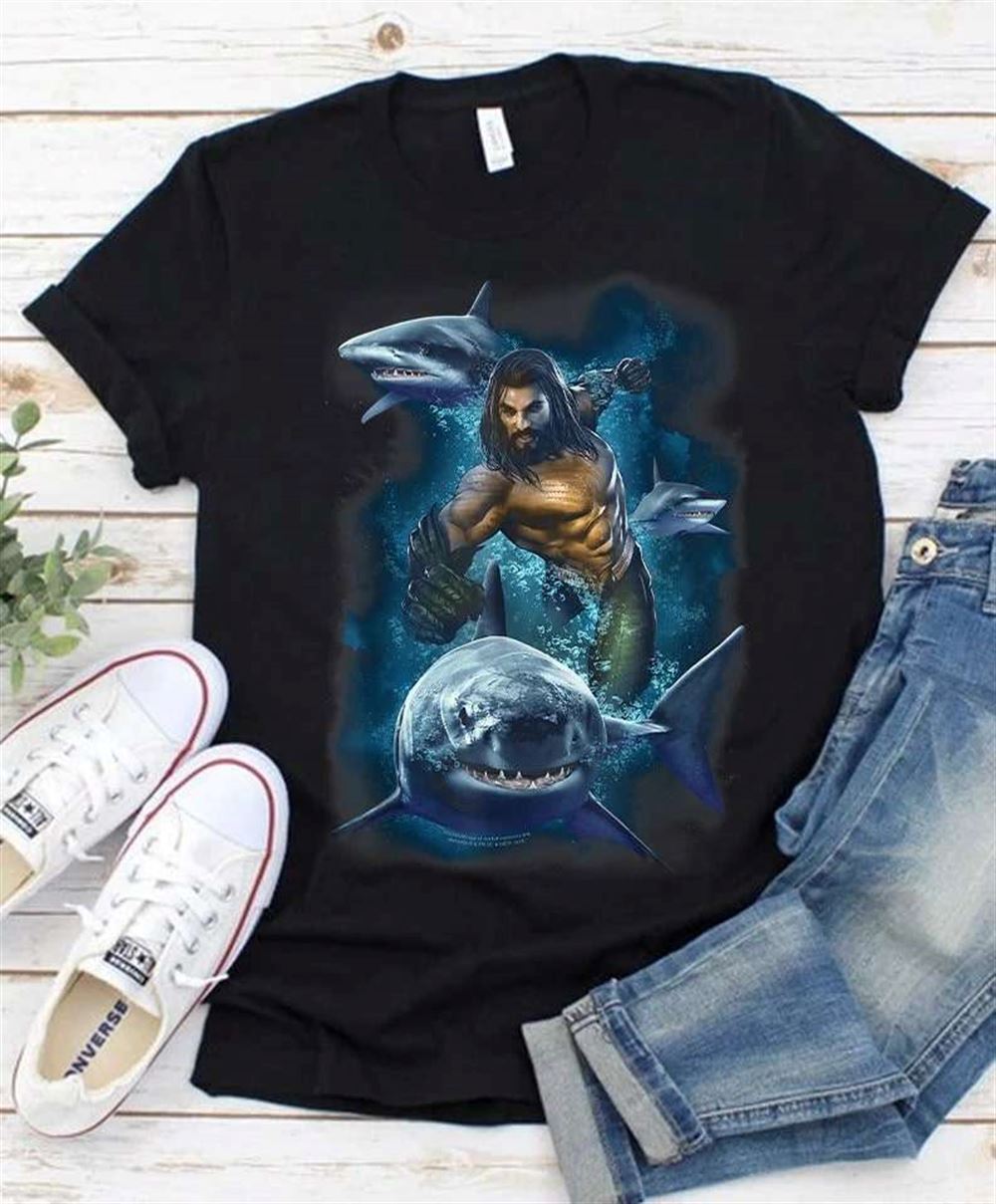 Aquaman Movie Swimming With Sharks T-shirt