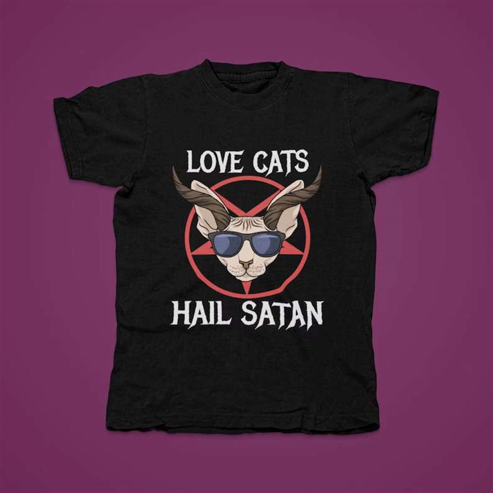 Baphomet T Shirt Love Cat Hail Satan Kwaii