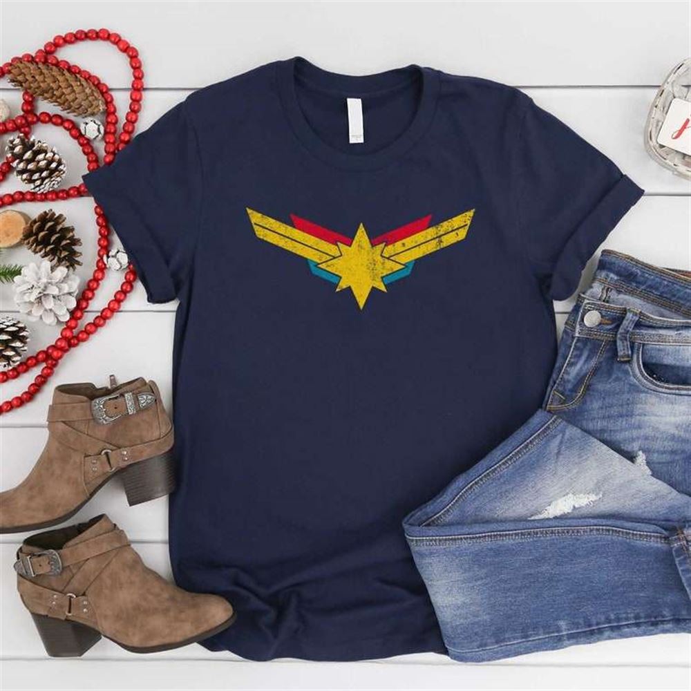 Captain Marvel Retro Distressed Logo Vintage Style T-shirt