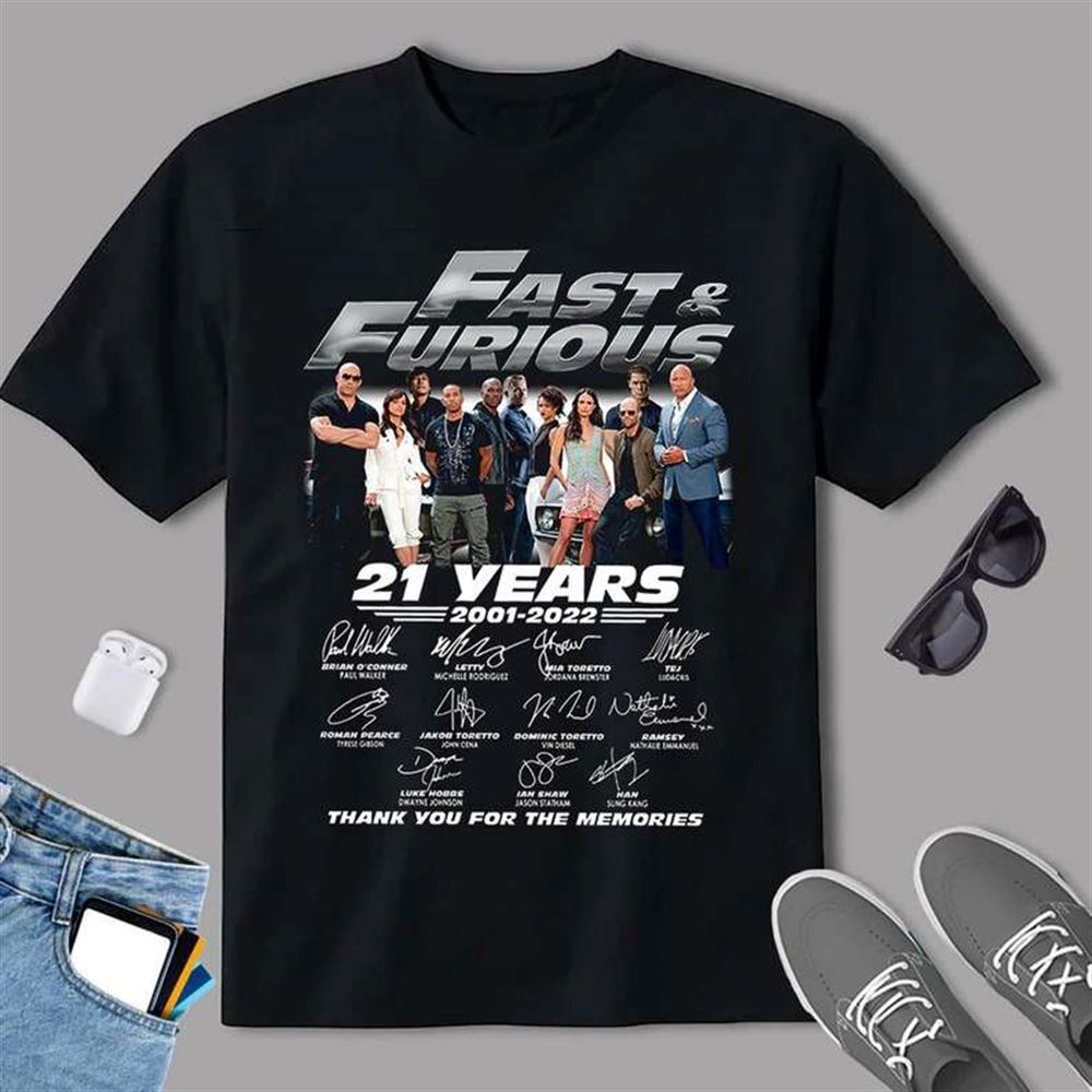 Fast And Furious 2001-2022 Thank You For The Memories Signatures T Shirt