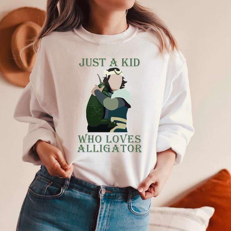 Kid Loki Hugging Alligator Loki Hugging Scene Crocodile T-shirt