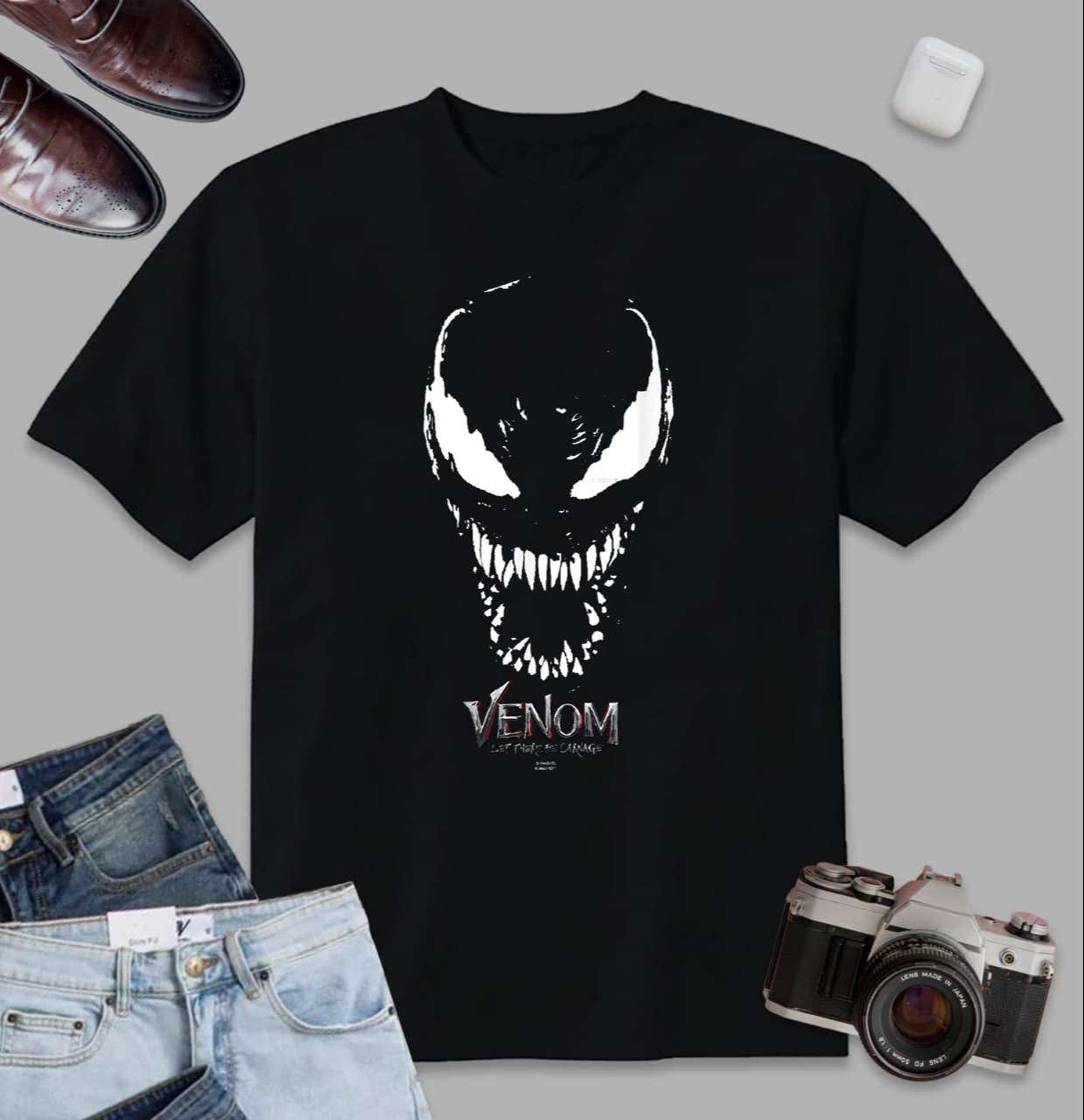 Marvel Venom Let There Be Carnage Camiseta De Veneno De Cara Grande T-shirt