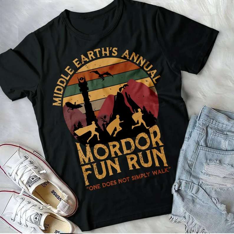 Middle Earths Annual Mordor Fun Run One Does Not Simply Walk T Shirt Lord Of The Rings