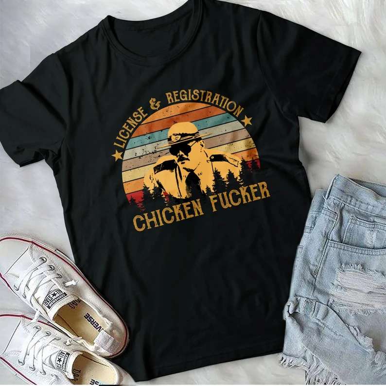 Rodney Farva License Registration Chicken Fucker T-shirt Super Troopers