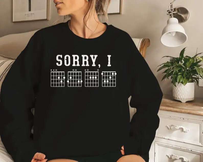 Sorry I-dgaf Funny Hidden Message Guitar Chords For Lover T-shirt