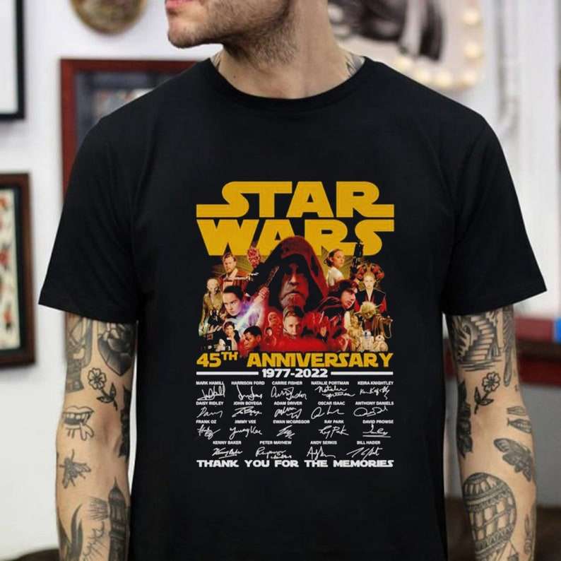 Star Wars 45th Anniversary 1977-2022 Thank You For The Memories Signature T Shirt