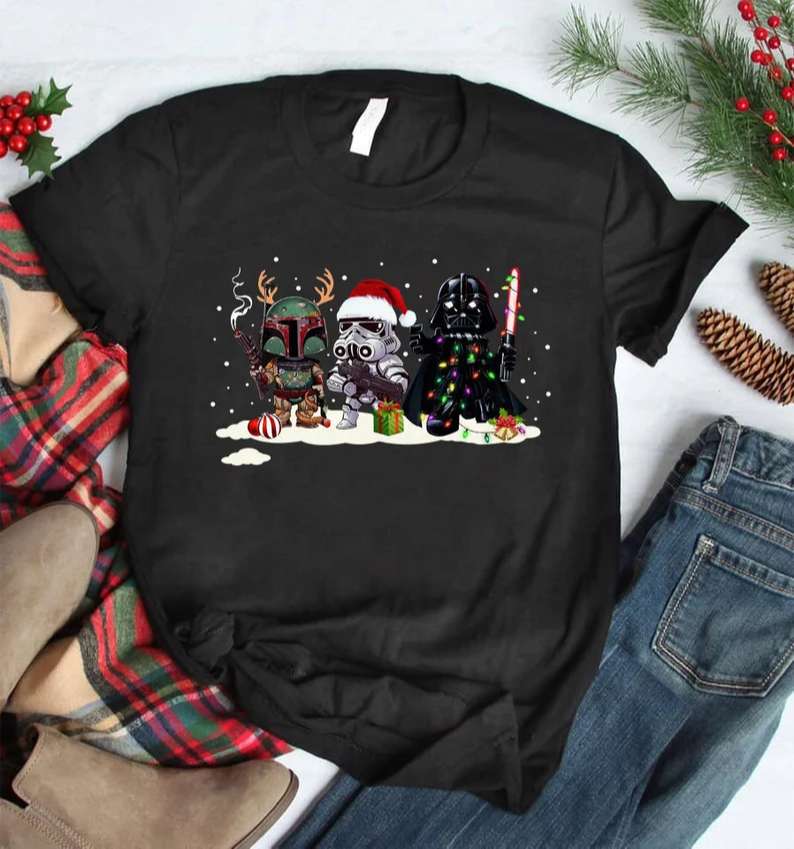 Star Wars Christmas Storm Trooper Darth Vader Reindeer Unisex T-shirt