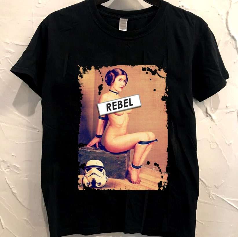 Star Wars Rebel Princess Leia Naughty Trooper Adult Classic Black T-shirt