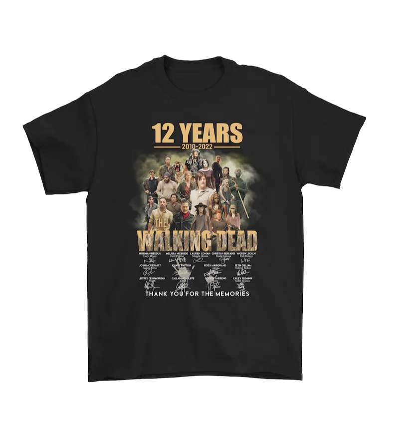 The Walking Dead 12 Years Anniversary 2010-2022 Signatures Thank You For The Memories T Shirt Merch