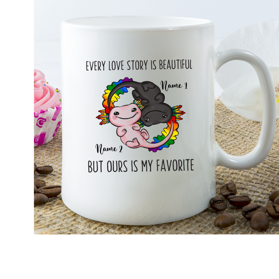 Customized Gift Lgbt Couple Lesbian Couple Every Love Story Is Beautiful Mug