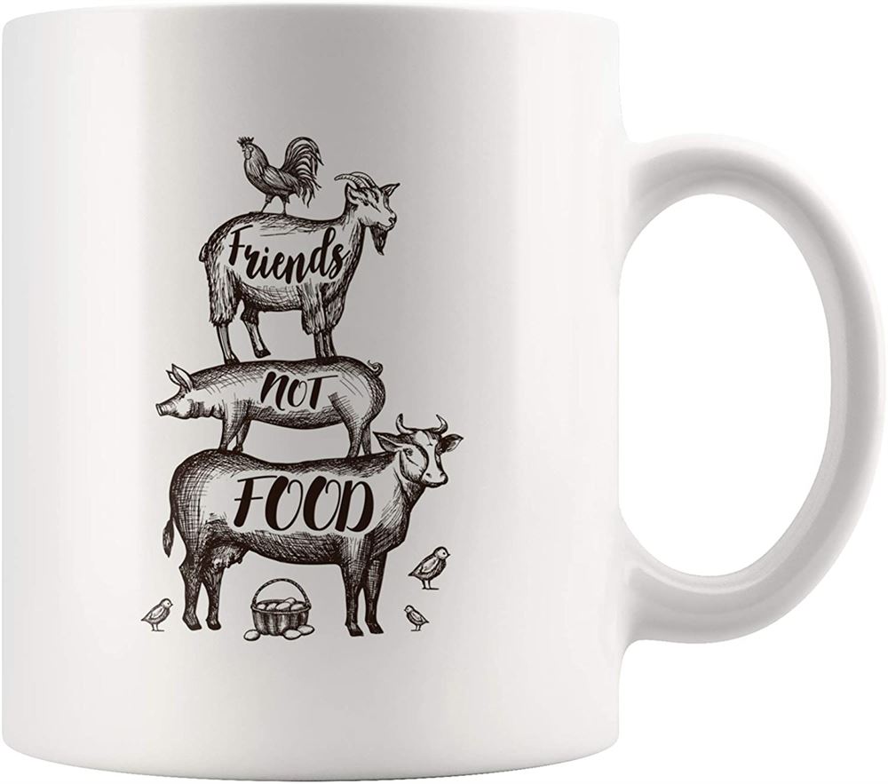 Friends Not Food Vegan Mug Gift For Vegetarian Friends 11oz Ceramic Cup