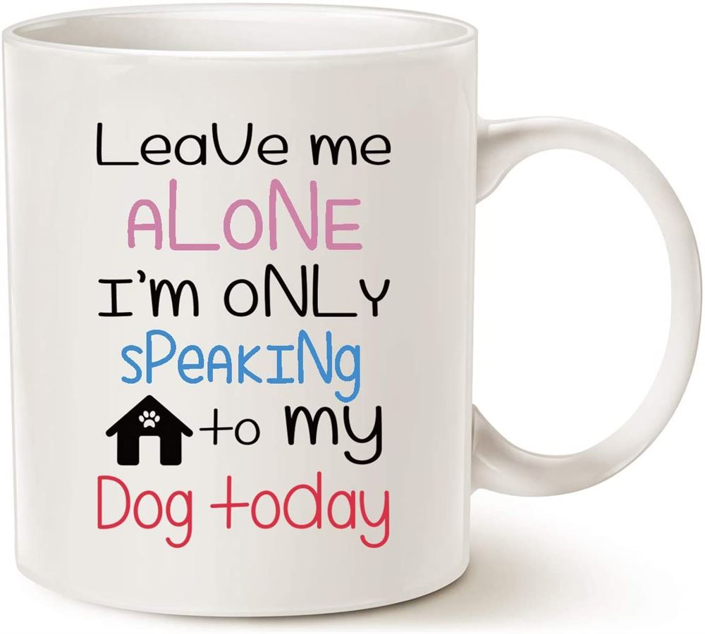 Funny Dog Coffee Mug For Dog Lovers Leave Me Alone Im Only Speaking To My Dog Today Fun Cute Dog Cup