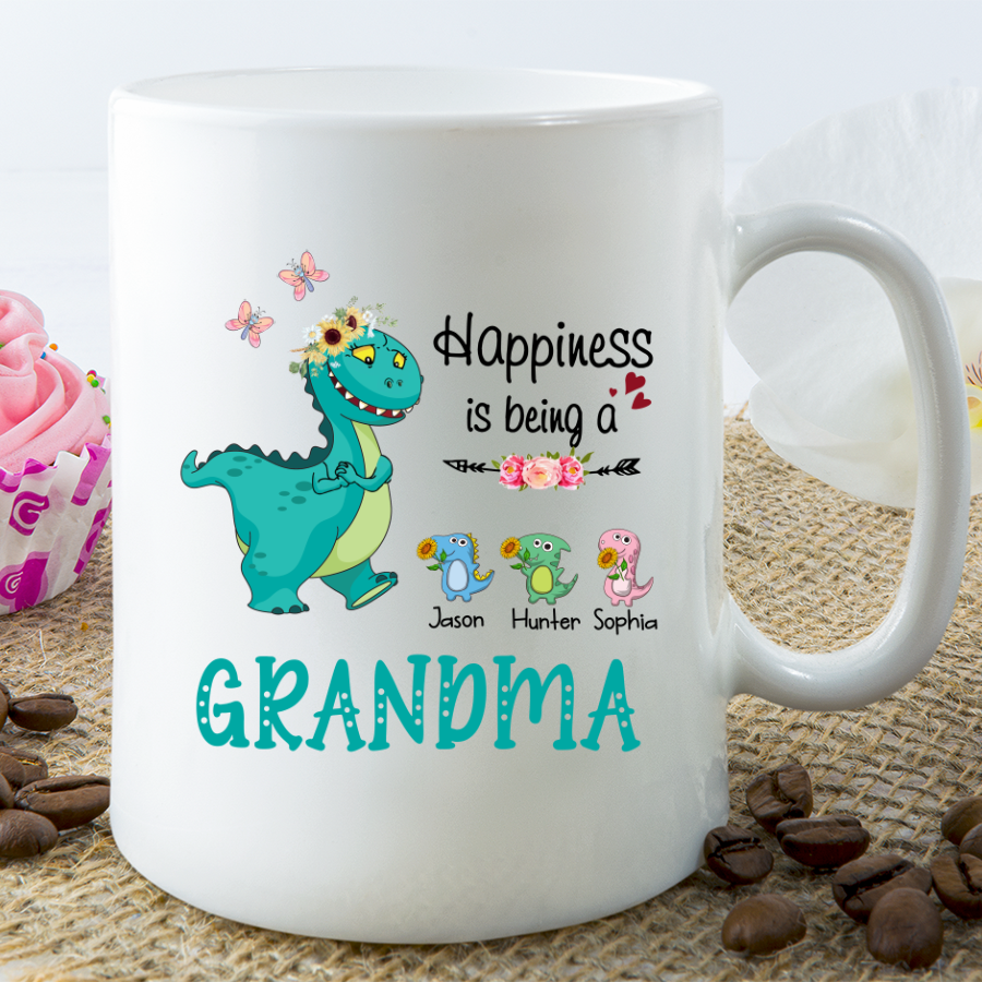 Happiness Is Being A Grandma Dinosaurs Gift To My Nana Gigi On Her Mothers Day Mug