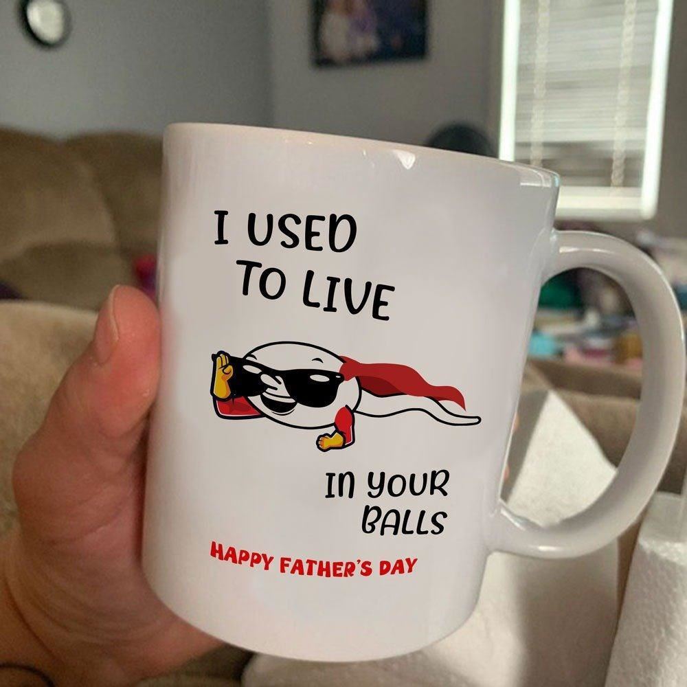 Happy Fathers Day Fathers Day Gift Idea Gift For Dad Funny Dad Mug I Used To Live In Your Balls Mu