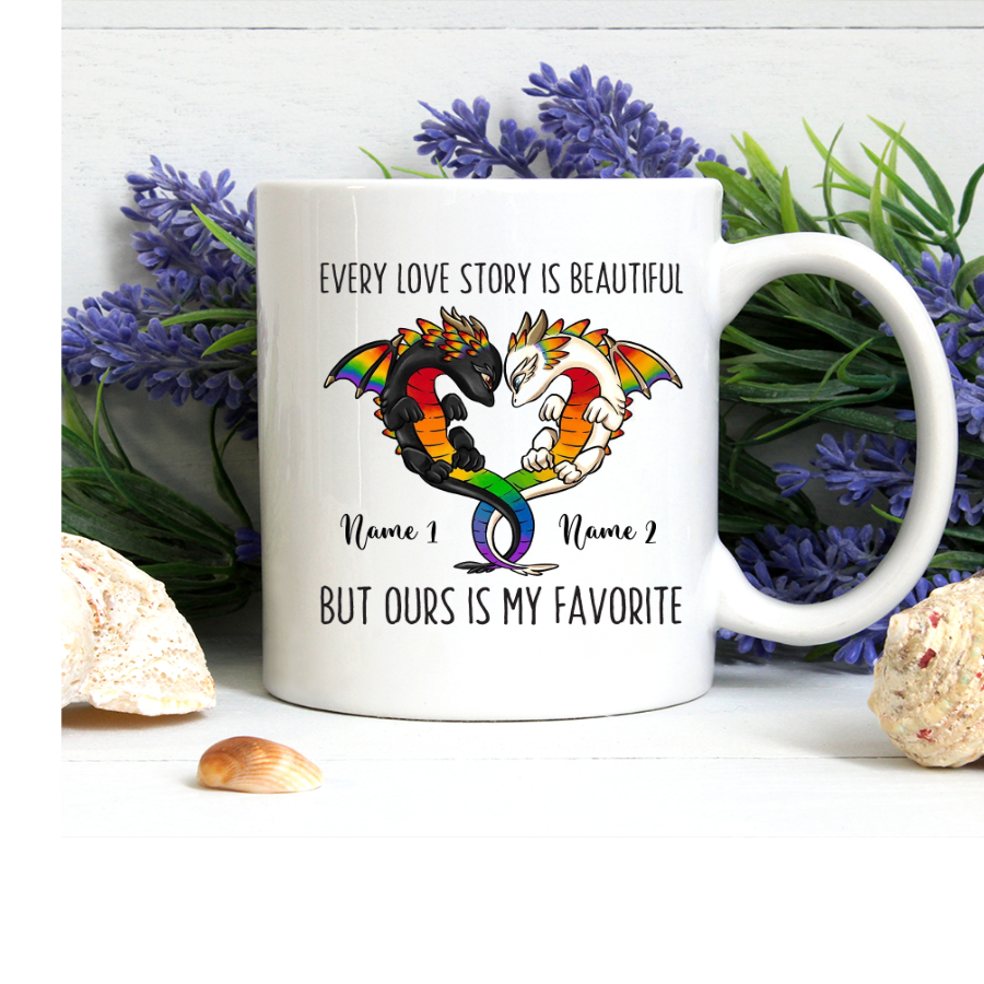 Lgbt Couple Gift Every Love Story Is Beautiful But Ours Is My Favorite Dragon Custom Mug