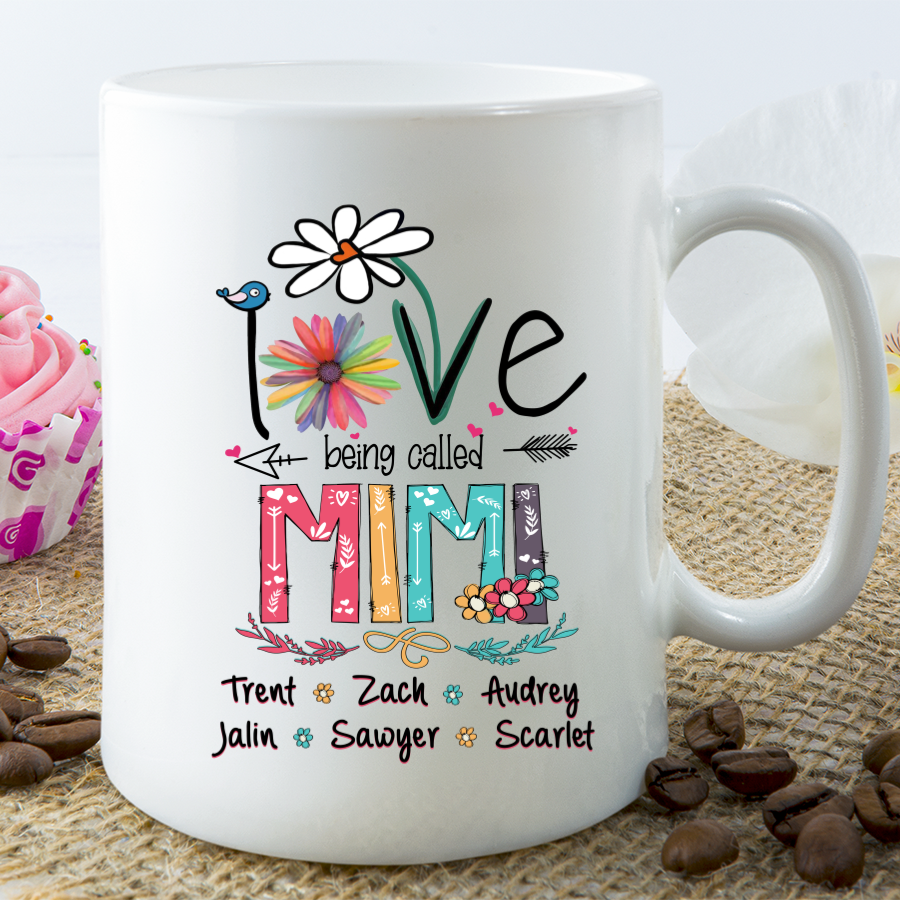 Love Being Called Mimi Grandkids Floral Funny Mothers Day Gift Mug Mug For Grandma