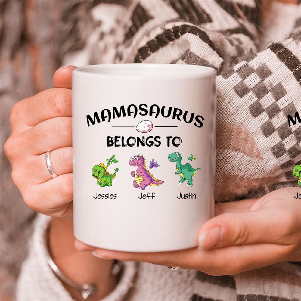 Mamasaurus Personalized Mamasaurus Mug Gift For Daughter Mother Father Dinosaur Family Mug