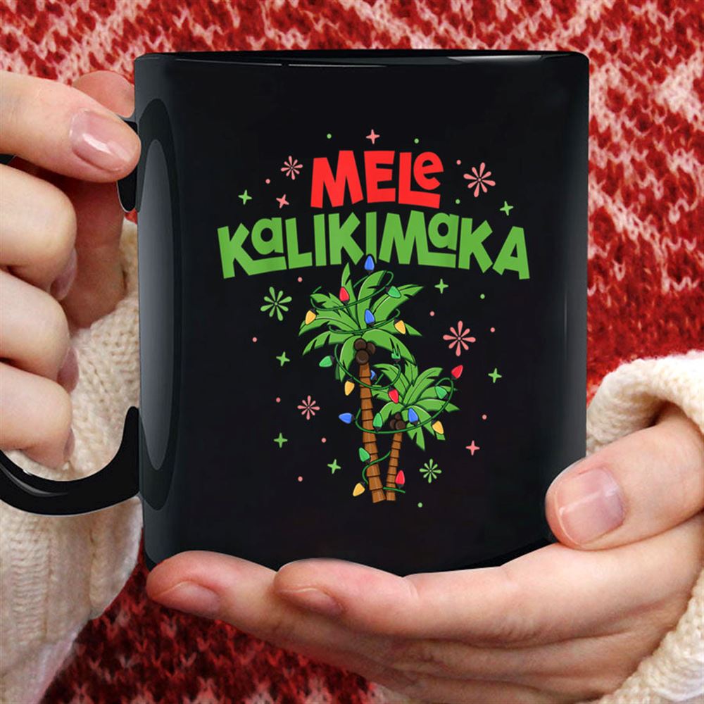 Mele Kalikimaka Hawaiian Christmas Palm Tree Lights Xmas T Shirt