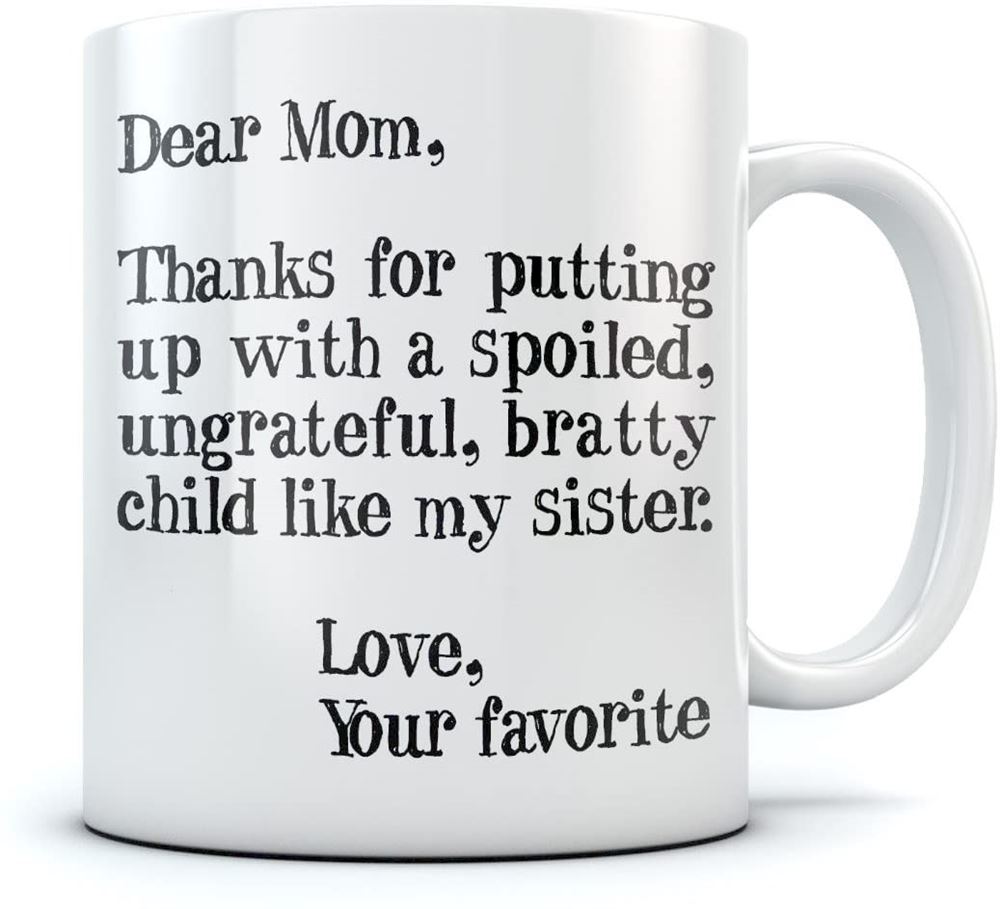 Mothers Day Gifts From Daughter Son Dear Mom Funny Ceramic Coffee Mug For Women 15 Oz White