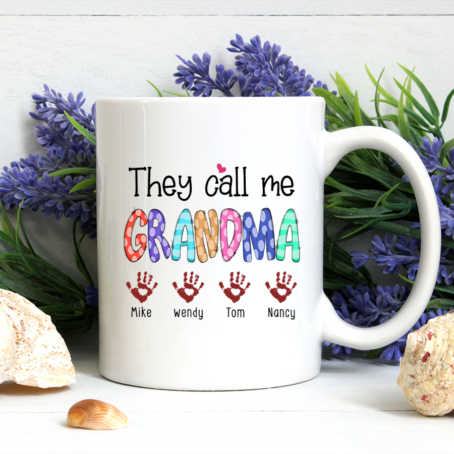 Personalized Mug Gift To Grandma They Call Me Mimi Grandkids Mug