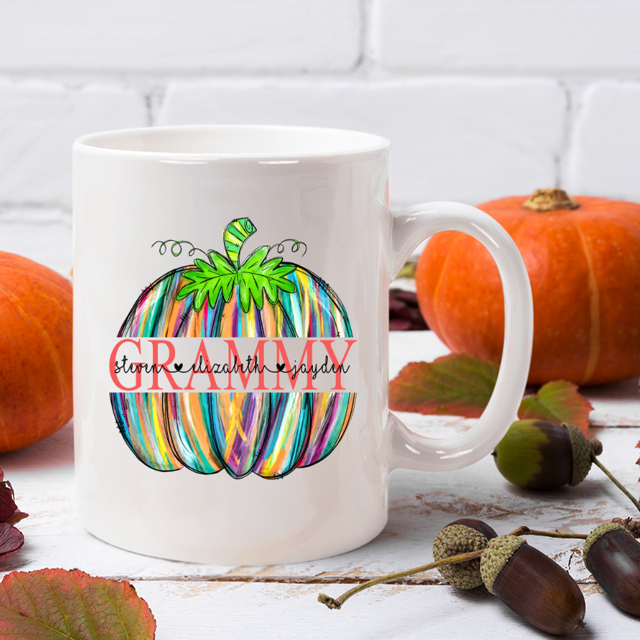 Personalized Pumpkin 11oz Mug 15oz Mug Grammy And Grandkids Name