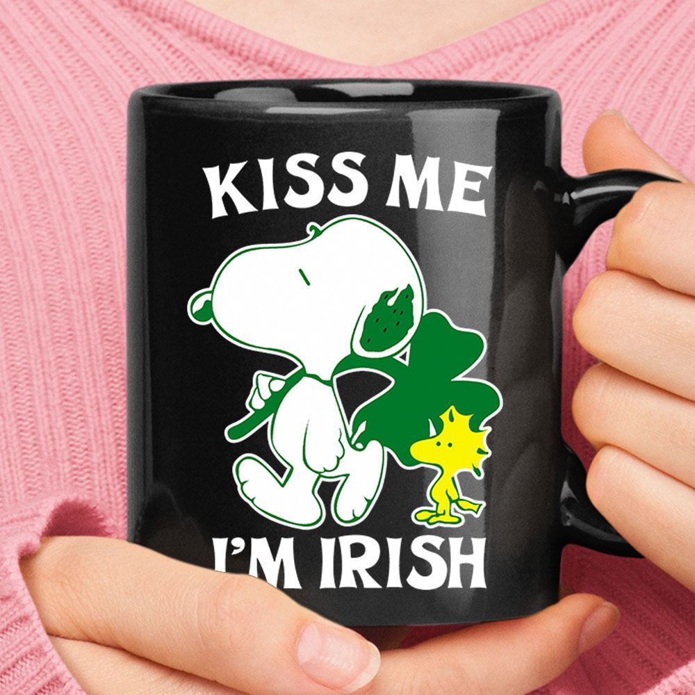 Snoopy And Woodstock Kiss Me Im Irish St Patricks Day Mug