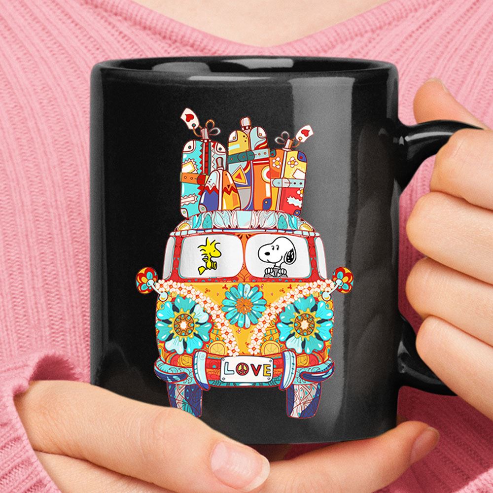 Snoopy And Woodstock Vacation Love And Peace Van Mug