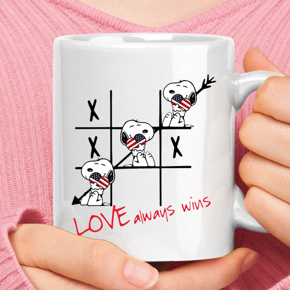 Snoopy Tic Tac Toe American Love Always Win Mug