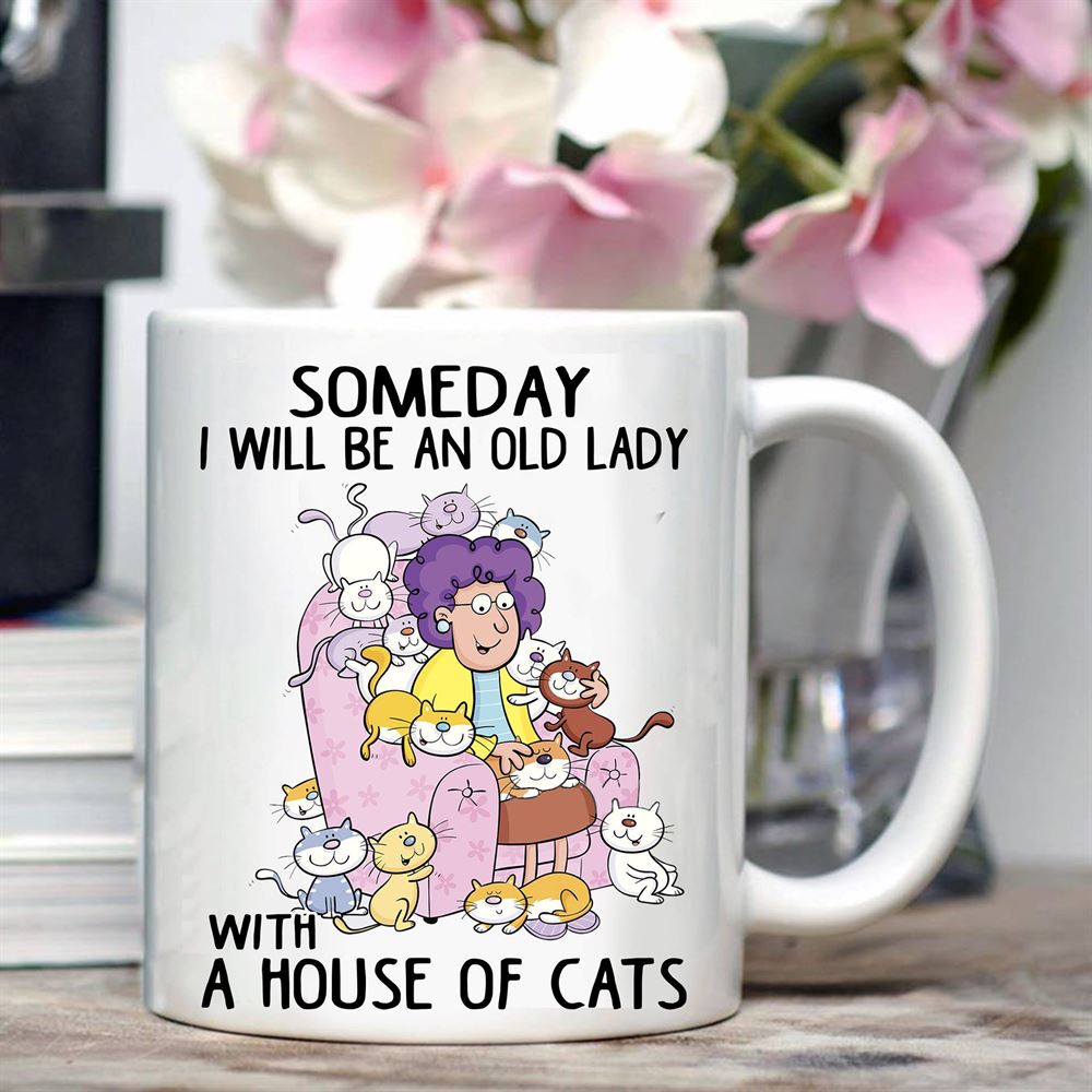 Someday I Will Be An Old Lady With A House Of Cats Mug Love Pets