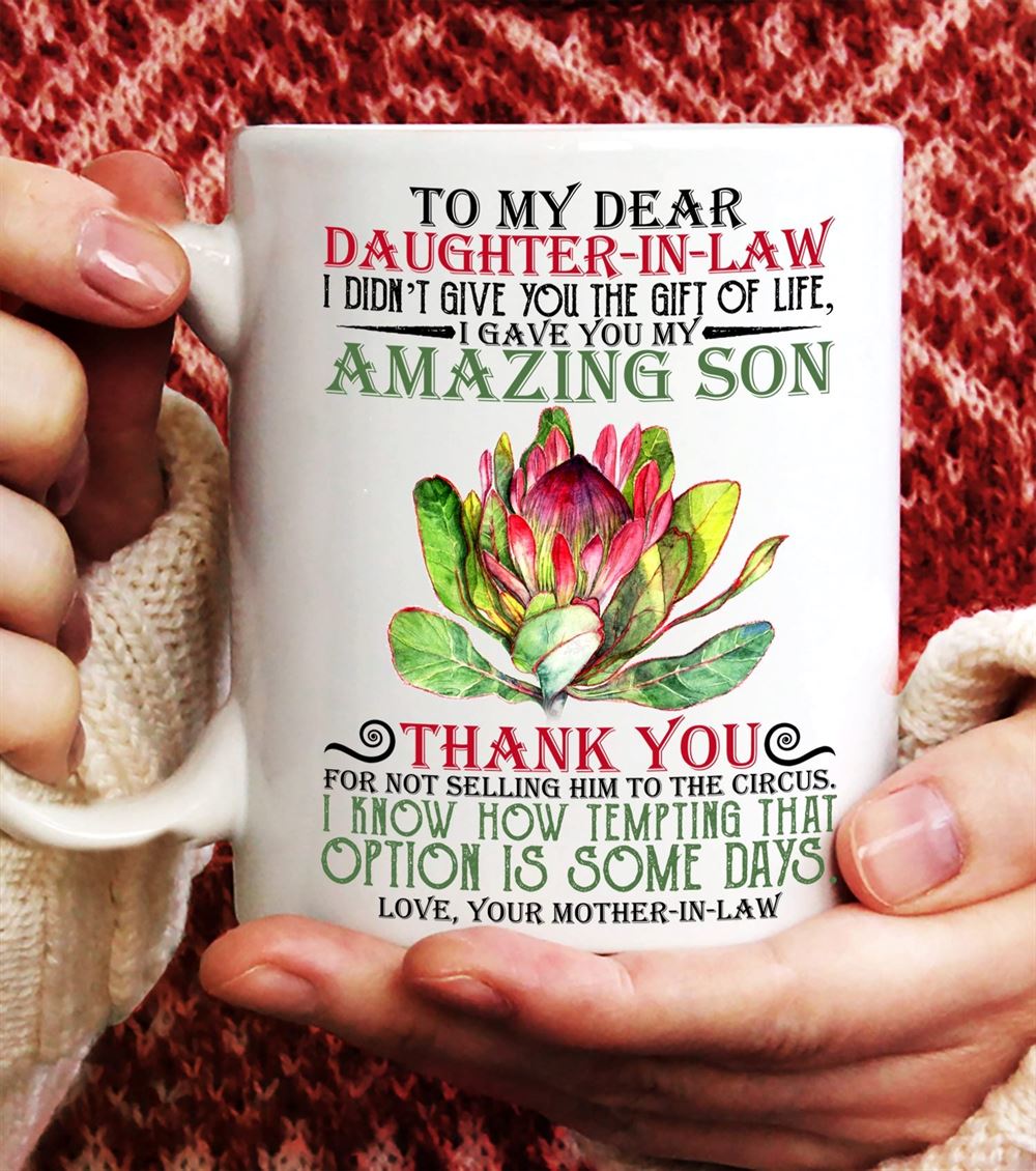 To My Dear Daughtre In Law I Didnt Give You The Gift Of Life I Gave You My Amazing Son Mug