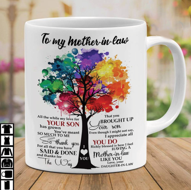 To My Mother In Law Coffee Mug Tree Rainbow Sweet Sayings Birthday Gift