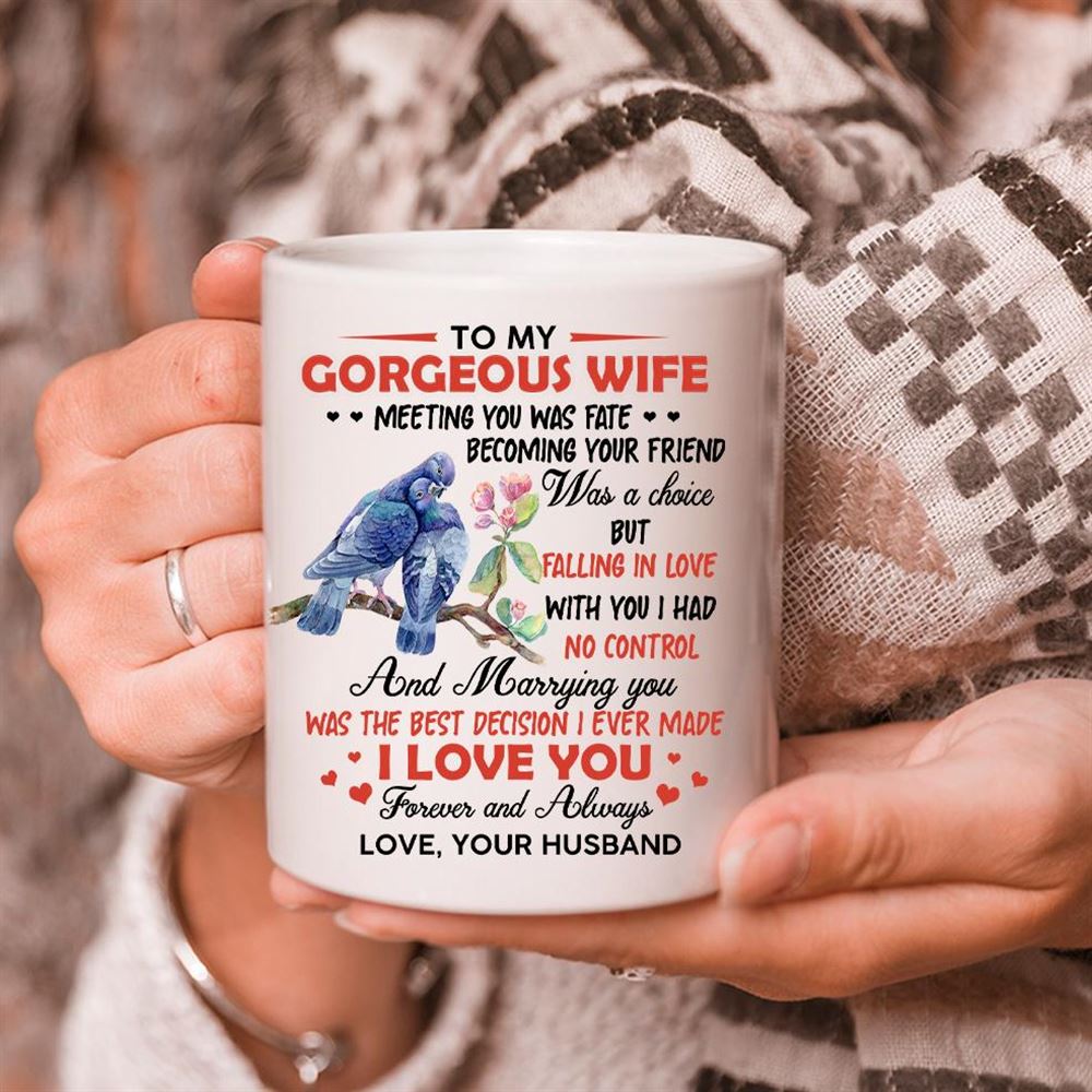 Valentines Day Gift To My Gorgeous Wife Meeting You Was Fate Becoming Your Friend Bird Mug