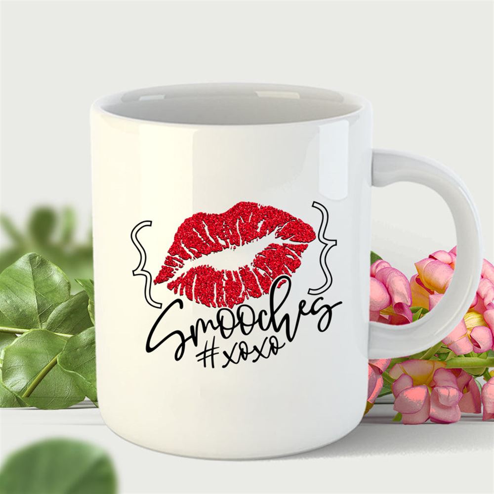 Valentines Day Smooches Glitter Lips