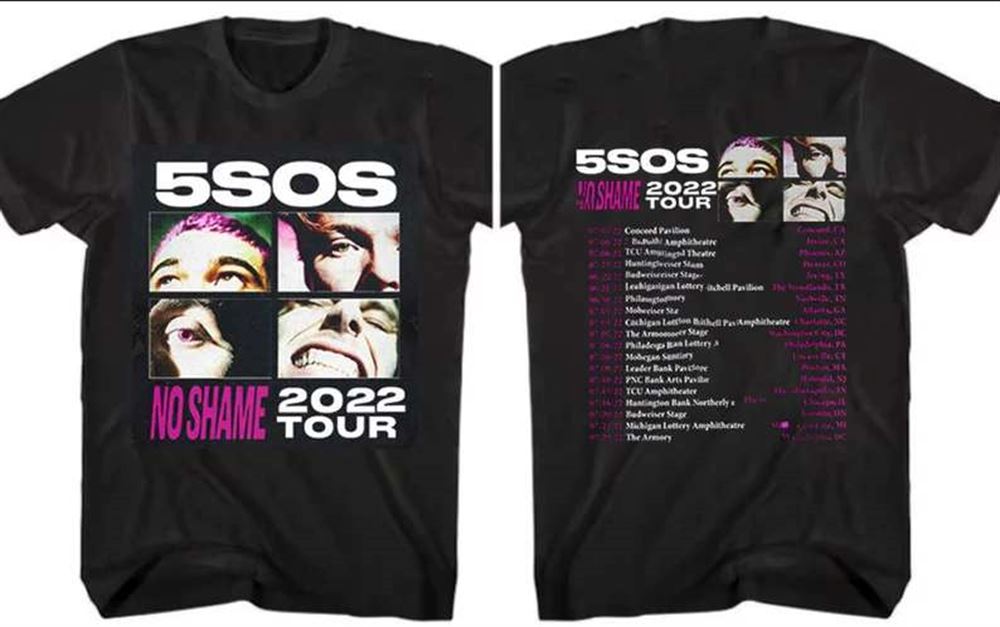 5 Seconds Of Summer No Shame 2022 Tour T-shirt Music