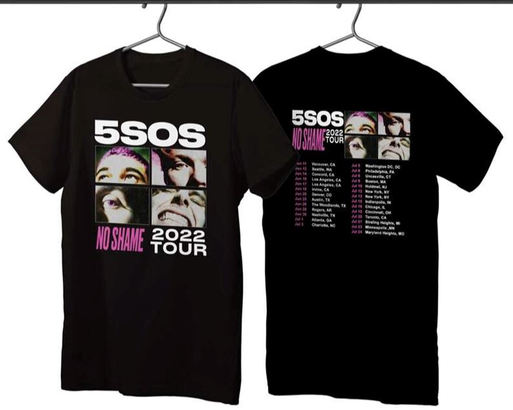 5 Seconds Of Summer No Shame 2022 Tour T-shirt