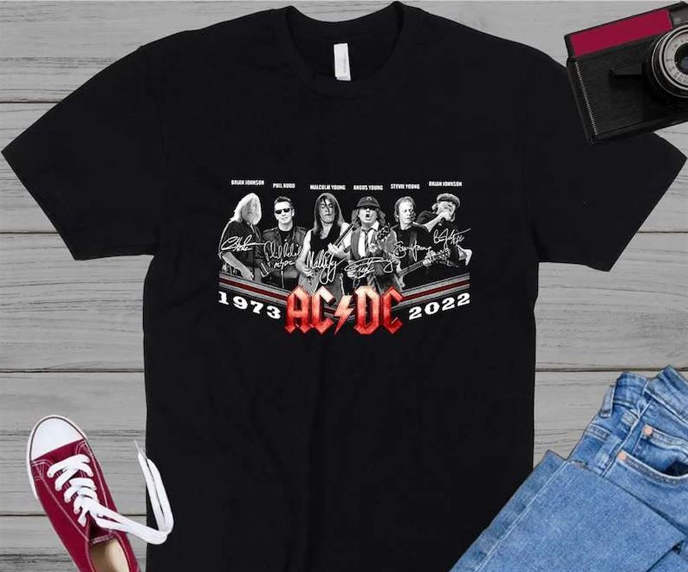 Acdc 1973-2022 Signatures T-shirt Rock Band Merch