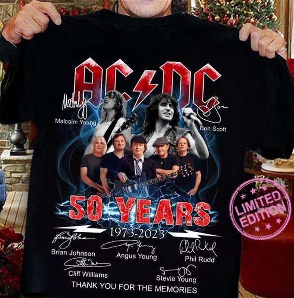 Acdc 50 Years Anniversary 1973-2023 Thank You For The Memories Signatures T-shirt Merch