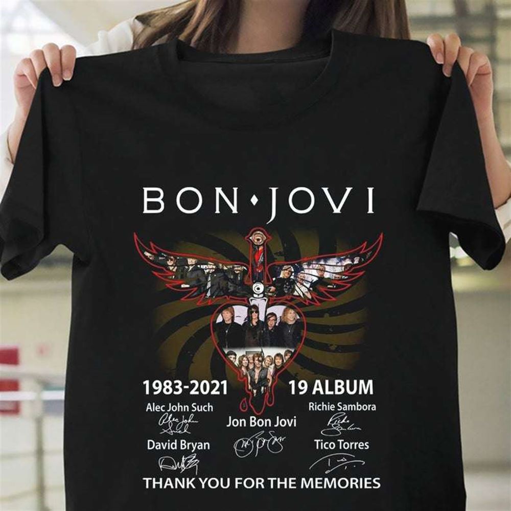 Bon Jovi 1983-2021 19 Album Thank You For The Memories Signature T Shirt