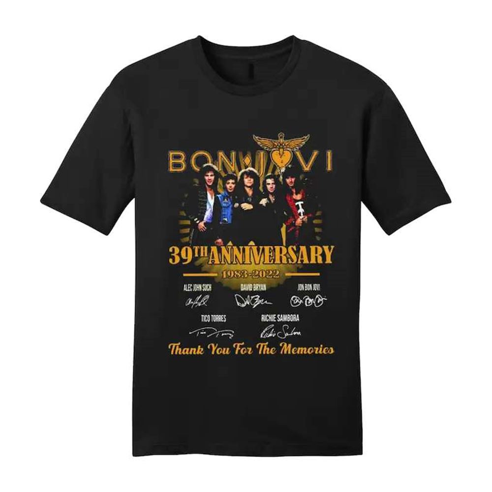 Bon Jovi 39th Anniversary 1983-2022 Signatures T-shirt