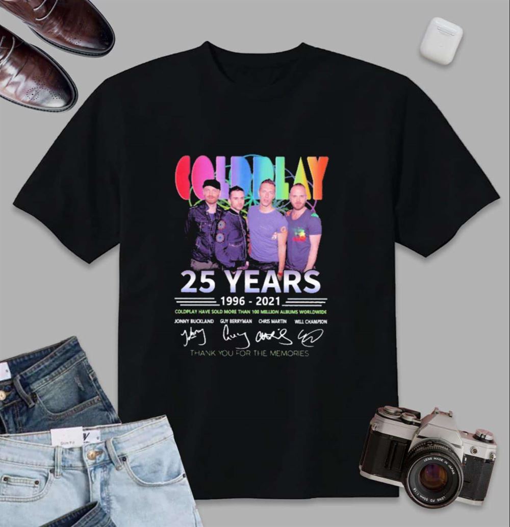 Coldplay 25 Years Anniversary 1996-2021 Thank You For The Memories T Shirt