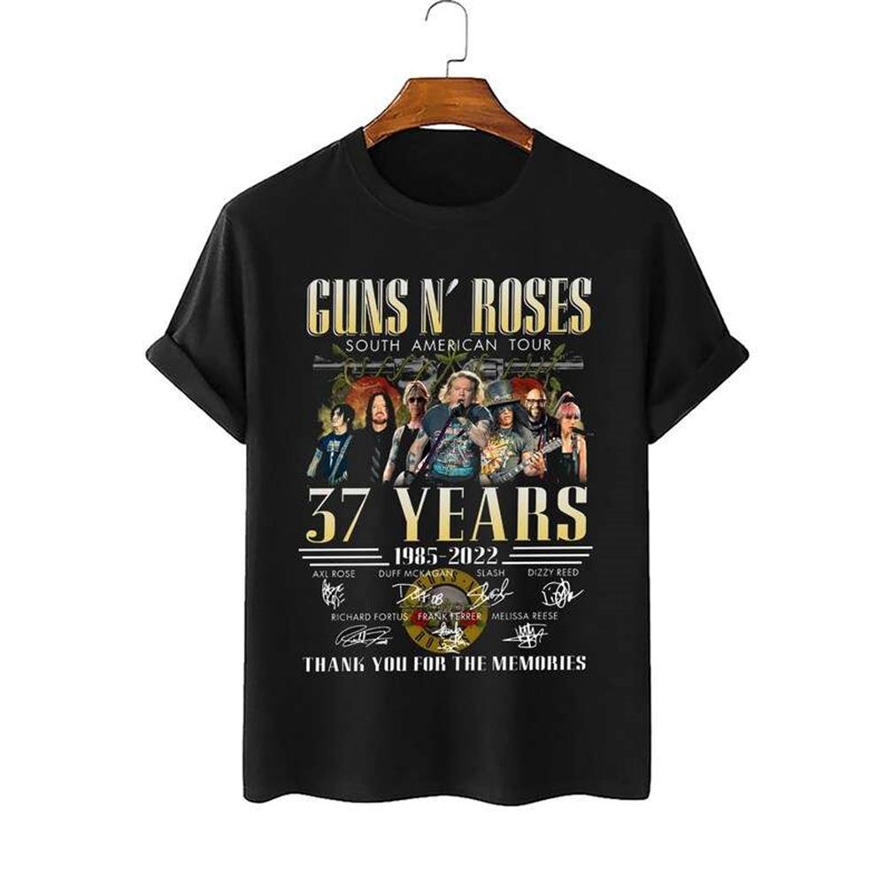 Guns N Roses Band South American Tour 37 Years 1985 2022 Thank Memories Signed T-shirt