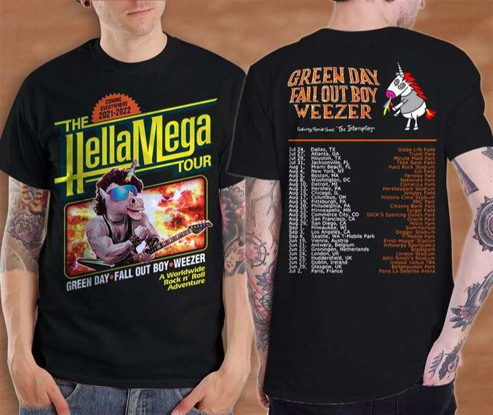 Hella Mega Tour 2021 Shirt Green Day Fall Out Boy Weezer