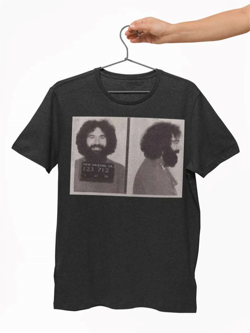 Jerry Garcia Mugshot T-shirt Grateful Dead Bob Weir