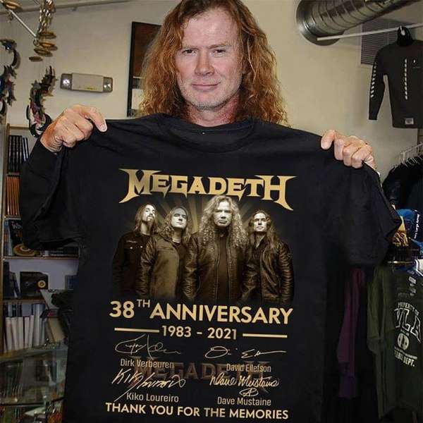 Megadeth 38th Anniversary All Members Signatures T Shirt