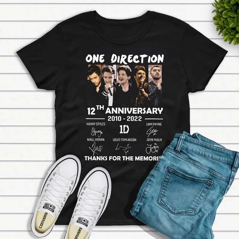 One Direction 12th Anniversary 2010-2022 Signatures T-shirt Band Music Merch