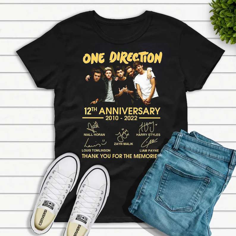 One Direction 12th Anniversary 2010-2022 Signatures T-shirt Merch