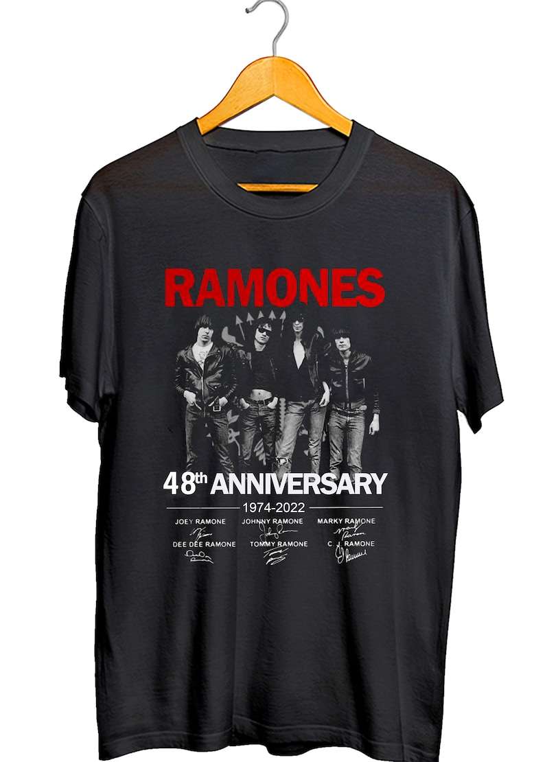 Ramones 48th Anniversary 1974-2022 Signatures T-shirt Band Music Merch