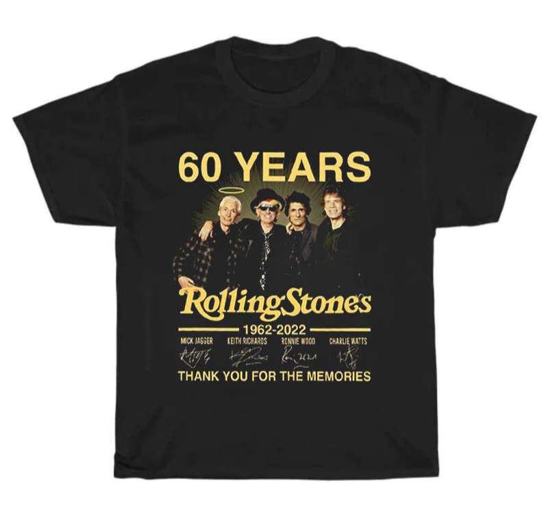 Rolling Stones 60 Years 1962-2022 Thank You For The Memories Signatures T-shirt